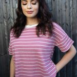Boutique MTS Striped Short Sleeve Tee in Pink,White - Small/Medium, , T-shirt NWT Photo 0
