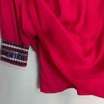 Pink Owl Long Sleeve Wrap Mini Dress Womens S Gem Embellished Cuffs V Neck Photo 2