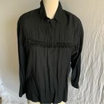 Vintage 80’s Black Beaded fringe Western Button Long Sleeve Shirt Size S… Photo 1