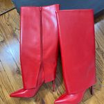 INC  Boots Red Heeled Knee High  Photo 1