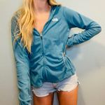 The North Face teal blue green zip up fleece sweatshirt, women’s size large Photo 0
