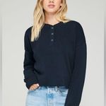 Wildfox NWT Crew Miami Henley neck snap button black sweatshirt size small Photo 1