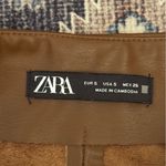 ZARA Faux Leather Straight Leg Pleated High Waist Pants Brown Women’s Size Small Photo 11