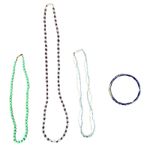 Vintage Beaded Necklaces White Blue Purple Green Blue Bangle Bracelet 4 Pieces Photo 0