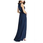 Jenny Packham Women’s Wrap Sleeveless Chiffon Gown Navy Evening Maxi 14 Blue Photo 3