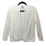 Vintage Danella Orlon Lace Overlay Cardigan Sweater Ivory Ribbon Hem Size undefined Photo 0