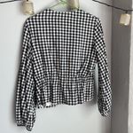 ZARA Gingham Linen Blend Puff Sleeve Zipper Jacket Sz M Photo 8