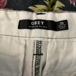 Obey  High Waisted Denim Jeans 25 Black Floral Cropped Pleated Pockets Zip Mom Photo 4