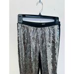 Jenni Kayne  Silver Sparkle Sequin Black Fitted Slim Pants Disco NYE Pants sz S Photo 4