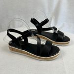 Marc Fisher  Black Leather Criss Cross Platform Cork Sandals Womens Size 7M‎ Photo 2