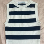 ZARA  Navy And White Striped Top Photo 0