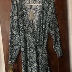 Boden Long Sleeve ruched sleeve mini wrap dress Paisley Blue Green medium nwt Photo 0