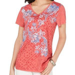 Style & Co orange blue paisley short sleeved top Photo 0