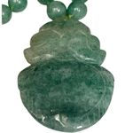 Antique Chinese Carved Celadon Apple Jade Gourd Pendent Bead Good Luck Necklace Green Photo 1