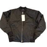 Athleta Sateen Bomber Jacket Black Women's Size XL NWT Sleek Zip Oversized Fit Photo 10