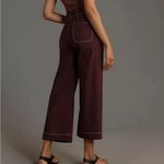Anthropologie  Maeve The Colette Contrast Stitch Cropped Wide-Leg Pant Brown 25 Photo 1