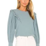 Carolina K Full Balloon Sleeve Embroideted Cutwork Ruffle Top Blue Size XS Photo 0