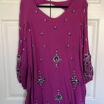 Free People Purple Oxford Embroidered Long Sleeve Mini Dress Size M Photo 3