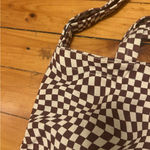 Baggu  DUCK BAG TOTE MAROON TRIPPY CHECKER CREAM CHECKERED PATTERN PRINT Photo 2