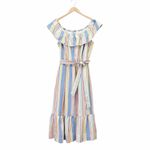 Draper James NWT  RSVP Midi Dress Size Large Off Shoulder Striped Cotton Ruffle Photo 2