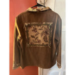 Susan Graver  Vintage Womens Brown Full Zip Flap Pocket Faux Suede Western Jacket Photo 11