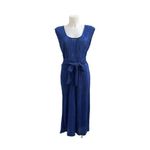 Anthropologie MAEVE Size Small SONATA BLUE PLEATED WIDE LEG CAP SLEEVE JUMPSUIT Photo 1