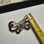 Rhinestone Swirly Ribbon / Bow Two Tone Brooch Pin Photo 2
