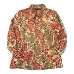 Artsy Gobelin Red Brown All Over Print Full Zip Jacket Size Medium Boho Chic Photo 1