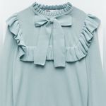 ZARA women’s Ruffle knit sweater with Bow Photo 6