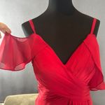 Red Chiffon Off the Shoulder Formal Bridesmaid Dress Corset Back Size 10 NWOT Photo 1