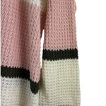Joe Boxer Pink Green White Striped Pullover Open Knit Crew Neck Sweater 2x Photo 2