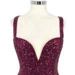 Lulus Sequin Bodysuit Plum Purple Plunging Neckline Size Medium NWT Photo 1