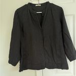 Eileen Fisher  100% Irish Linen Top 3/4 Sleeve Button Down V Neck Women's Small Photo 2