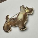 Monet  Rhinestone Scottish Terrier Dog Scottie Signed Brooch Pin Gold Tone Photo 7