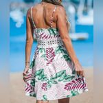 Cupshe Woman’s XL Tropical Crochet Floral V-Neck Summer Mini Dress Vacay Resoort Photo 2