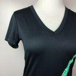 Nike  Dri-Fit Tee XS V-Neck Swoosh Logo Black Blue Neon Short‎ Sleeve T-Shirt Photo 5