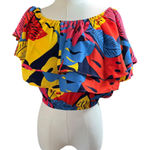 Sugarlips Tropical Layered Crop Top NWT Women’s XS Off Shoulder Ruffle Blouse Red Photo 0