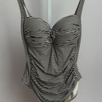 Nip Tuck Swim One Piece Ruched Swimsuit Black White‎ Striped Size 10 Photo 0