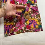 Rose + Olive  Bright Floral Textured Crepe Wide Leg Pant L Photo 7