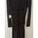 Norma Kamali  Jumpsuit Size M Black Shirred Waist V Neck Wide Leg Cocktail Party Photo 4
