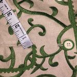 Tommy Hilfiger  Size 4 Tan w/ Green Embroidery Linen Blend Notch Blazer Jacket Photo 6