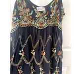 Urban Outfitters Jamie Embroidered Babydoll Dress M Strappy Black Boho raw hem Photo 3