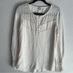 Sundance  White Crochet Lace Henley Top Size M Cotton Cottagecore Photo 1