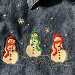 Karen Scott  small Denim Christmas embroidered button up Photo 1