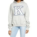 Good American Oversized Gray Hoodie K Initial Cotton Sweatshirt Monogram Photo 9