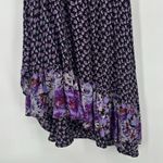 Free People  Boho Blouson Dress Purple Floral Tie Cold Shoulder Flowy Siz… Photo 9