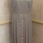Donna Karan NEW YORK Metallic Linen-Blend Midi Dress Front Buttons Beige Sz 14 Photo 2
