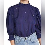 Farm Rio  Embroidered Beaded Flowers Blouse With Puff Sleeves Women’s Size Lg Photo 1