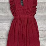 Solarsun Ruffle Sleeveless Mini Dress NEW Womens S Burgundy V Neck Swiss Dot Red Photo 0