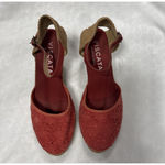 Viscata Barcelona Espadrilles Wedge Size 40 Euro 9 US Ankle Strap Crochet Fabric Pink Photo 3